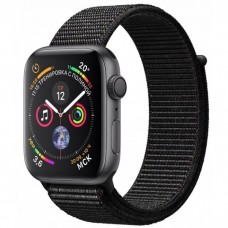 Apple Watch Series 4, 40 мм, корпус из алюминия цвета «серый космос», спортивный браслет черного цвета