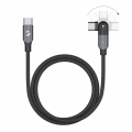 Кабель Deppa USB-C - USB-С, поворотный, 180˚, USB 2.0, 3A, 1.2м, алюминий, нейлон (Черный)