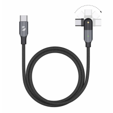 Кабель Deppa USB-C - USB-С, поворотный, 180˚, USB 2.0, 3A, 1.2м, алюминий, нейлон (Черный)