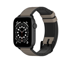 Ремешок SwitchEasy Hybrid для Apple Watch 7 42/44/45mm. Материал: силикон/натуральная кожа (Серый)