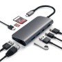Переходник Satechi Aluminum. Порты USB Type-C Power Delivery (49W), 3хUSB, 4K HDMI (30Hz), 4K mini DisplayPort (30Hz),micro/SD (Серый космос)