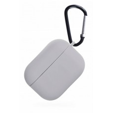 Чехол силиконовый для наушников Apple AirPods 3 с карабином (Серый)