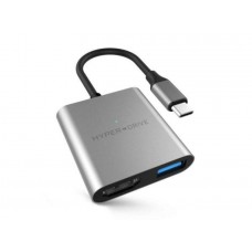 Переходник HyperDrive 4K HDMI 3-in-1 для Macbook Type-C. Порты: 4K/30Hz HDMI, USB-C Power Delivery, USB-A (Серый)