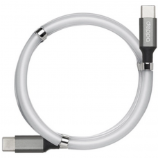Кабель Deppa USB-C - USB-C, USB 2.0, 5A, 100Вт, 1.5м, магнитный органайзер (Серый)