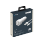 Автомобильное зарядное устройство Deppa 2 USB 2.4А + кабель Lightning, MFI (Белый)