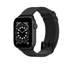 Ремешок SwitchEasy Hybrid для Apple Watch 7 42/44/45mm. Материал: силикон/натуральная кожа. (Черный)