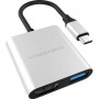 Переходник HyperDrive 4K HDMI 3-in-1 для Macbook Type-C. Порты: 4K/30Hz HDMI, USB-C Power Delivery, USB-A (Серебристый)