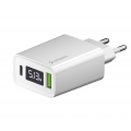 Сетевое зарядное устройство Deppa USB A + USB-C, PD, QC 3.0, 30W, дисплей (Белый)