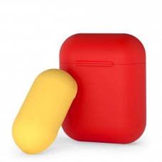 Чехол силиконовый Deppa для AirPods двухцветный (Красный и желтый)