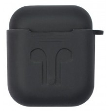 Чехол силиконовый для наушников Apple AirPods с карабином (Черный)
