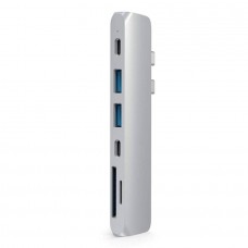 Переходник Satechi Aluminum Pro Hub для Macbook Pro (USB-C). Порты: HDMI, Thunderbolt 3, USB Type-C, SD, microSD, 2 x USB 3.0 (Серебряный)