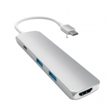Переходник Satechi Slim Aluminum Type-C Multi-Port Adapter USB Type-C, 2хUSB 3.0, 4K HDMI (Серебряный)