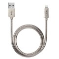 Дата-кабель Steel USB - Lightning, алюминий, MFI, 1.2м, стальной, Deppa