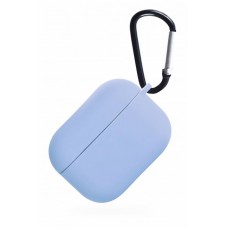 Чехол силиконовый для наушников Apple AirPods 3 с карабином (Голубой)