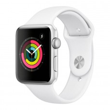 Часы Apple Watch Series 3 42 мм, корпус из серебристого алюминия, спортивный ремешок белого цвета (MTF22)